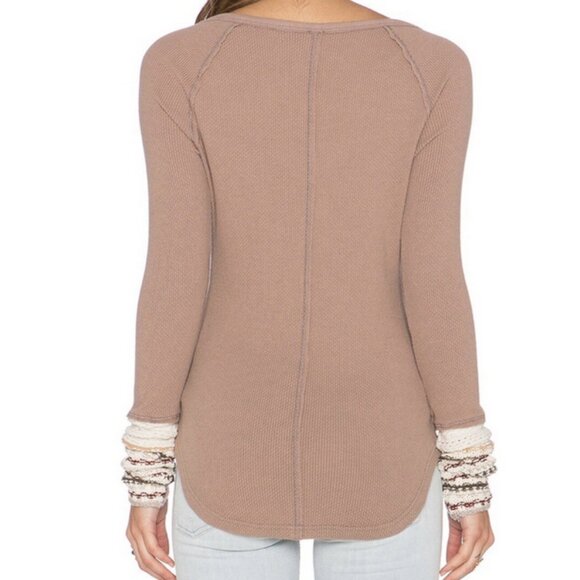 Free people Thermal Henley Knit Cuff Ski Lodge Bella Swan Twilight Thermal boho - Picture 4 of 13